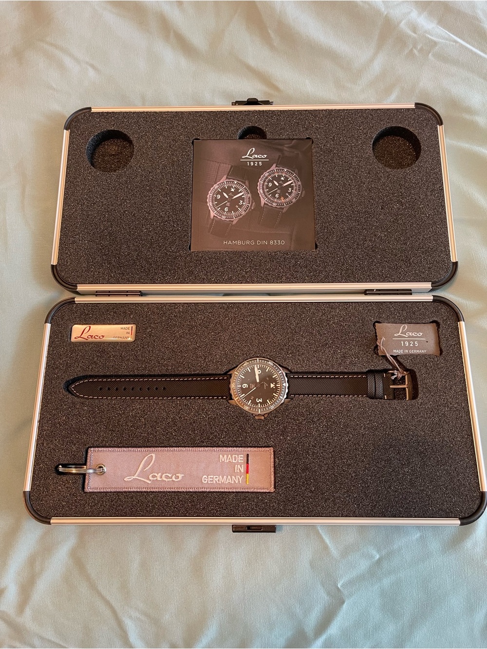Laco Hamburg Din 8330 Limited Edition Pilot Watch, gray stainless steel case